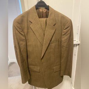 Brown Check Polo Single Breasted Suit W/ Pleated Pants